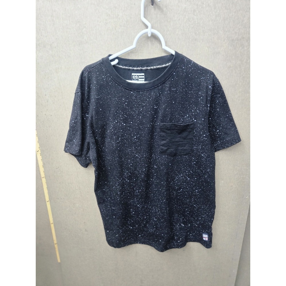 Phat Farm XL Black Speckled Pocket T Shirt Paint Splatter Streetwear Mens